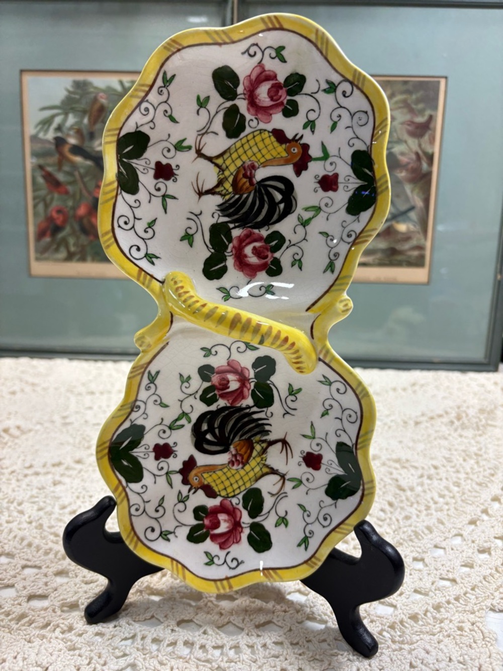 vintage Ucagco China Early Provincial Rooster & Roses